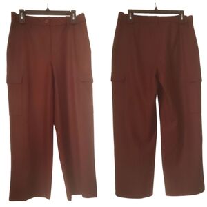 Eileen Fisher 100% Wool Cargo Pants Burgandy Sz SM Retail $258 NWT